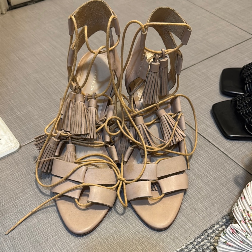 Loeffler Randall Tan Tassel Sandals